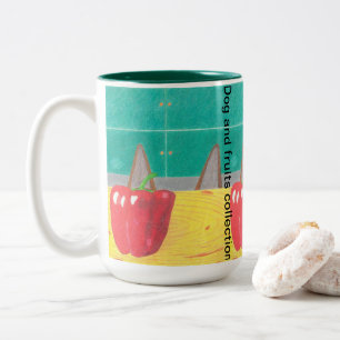 Caneca De Café Em Dois Tons Orelhas de cachorro e pimenta