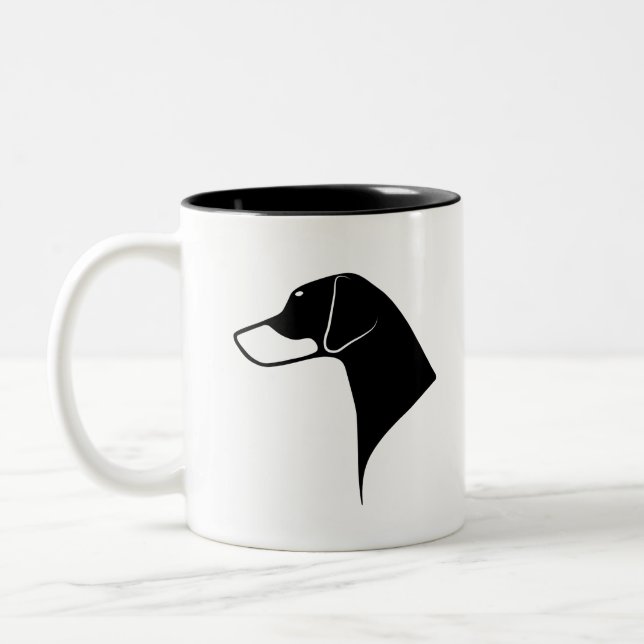 Caneca De Café Em Dois Tons Orelhas naturais principais do Doberman (Esquerda)