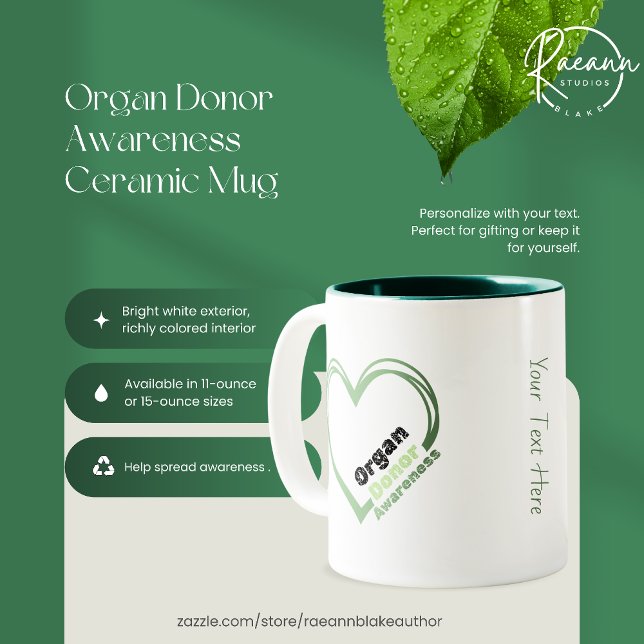 Caneca De Café Em Dois Tons Organ Donor Awareness Ceramic Mug (Criador carregado)