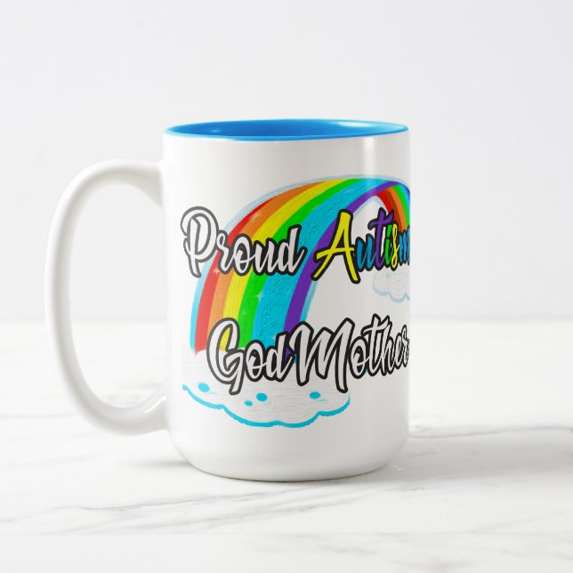 Caneca De Café Em Dois Tons Orgulho Autismo Madrinha quebra-cabeça Pastel (Esquerda)