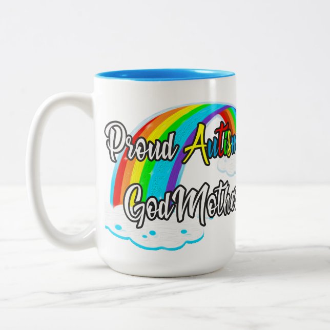 Caneca De Café Em Dois Tons Orgulho Autismo quebra-cabeça de madrinha (Esquerda)