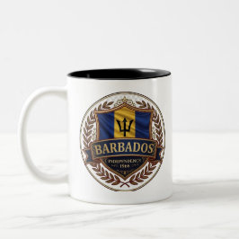 Caneca De Café Em Dois Tons Orgulho do Caribe | Brasão de Barbados