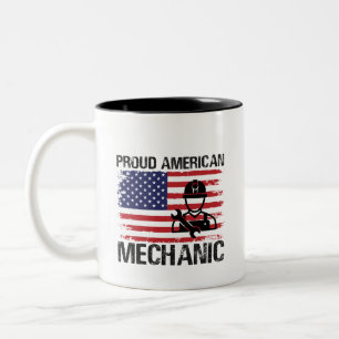 Caneca De Café Em Dois Tons Orgulho do Dia de Trabalho Mecânico Americano