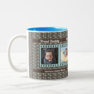 Caneca De Café Em Dois Tons Orgulho do novo Pai 4 Fotografia Mug Aqua e Brown