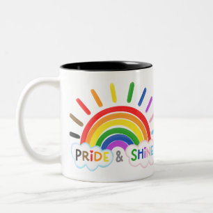 Caneca De Café Em Dois Tons Orgulho e brilho LGBTQ+ Arco-Íris Feliz