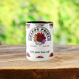 Caneca De Café Em Dois Tons Orgulho Feliz LGBTQ: Girassol em Cor de Bandeira L