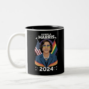 Caneca De Café Em Dois Tons Orgulho Gay Kamala Harris 2024 Vice-Presidente LGB