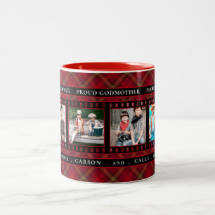 Caneca De Café Em Dois Tons Orgulho GODMOTHER Red Tartan Xadrez 4 Foto