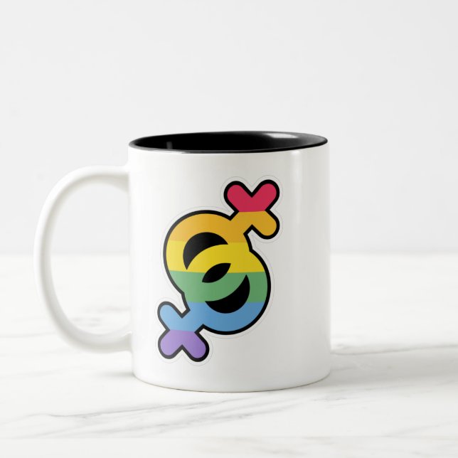 Caneca De Café Em Dois Tons Orgulho LGBT+. Arco-íris.        (Esquerda)