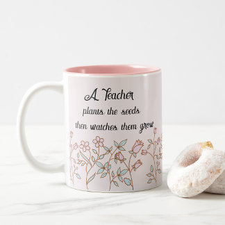 Caneca De Café Em Dois Tons Orgulhos do Professor de Jardim de Flores Bonito