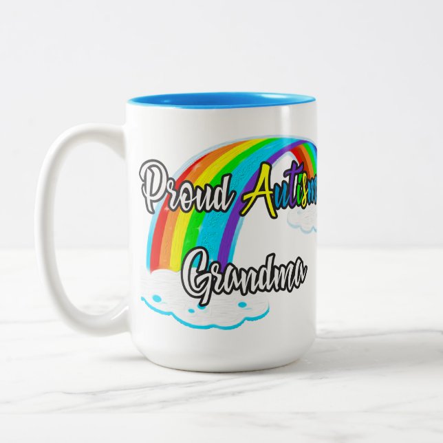 Caneca De Café Em Dois Tons Orgulhoso Autismo Avó quebra-cabeça Pastel (Esquerda)