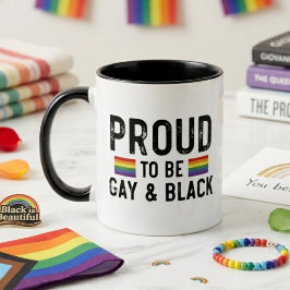 Caneca De Café Em Dois Tons Orgulhoso Por Ser Gay E Negro Citação Orgulho Arco