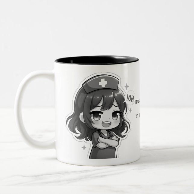 Caneca De Café Em Dois Tons Original Chibi Nurse - Sassy Nursing Life (Esquerda)