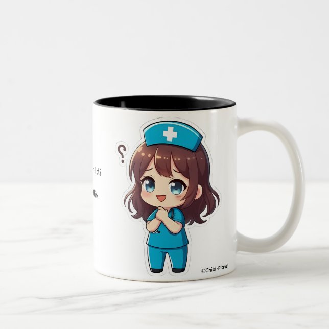 Caneca De Café Em Dois Tons Original Chibi Nurse - The Questioning Moment (Direita)