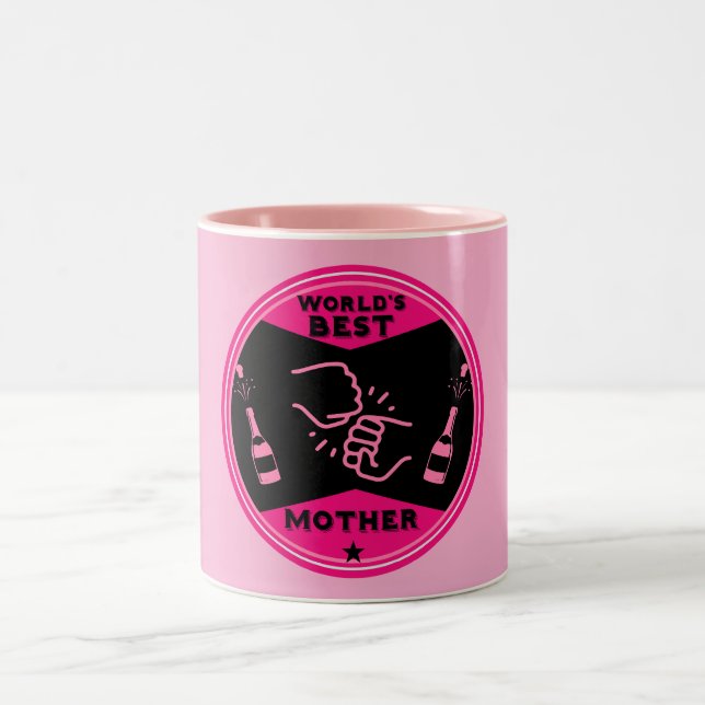 Caneca De Café Em Dois Tons Original Rosa Melhor Mãe Do Mundo (Centro)