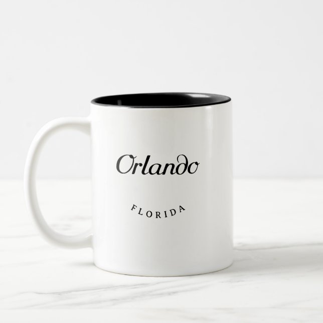 Caneca De Café Em Dois Tons Orlando Florida Black Font (Esquerda)