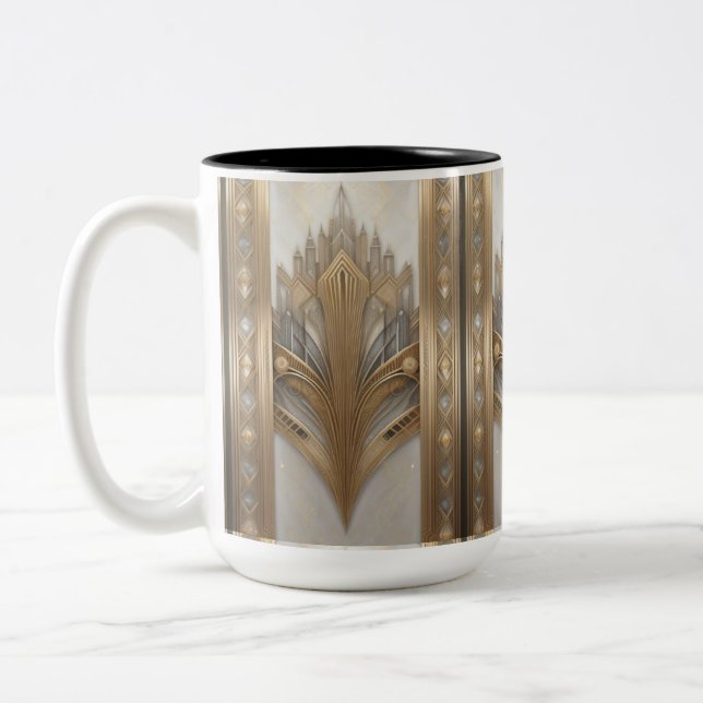 Caneca De Café Em Dois Tons ornamentado Dourado Luxury Mug. (Esquerda)