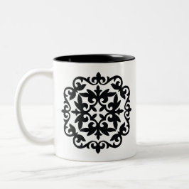 Caneca De Café Em Dois Tons Ornamental Floral Design