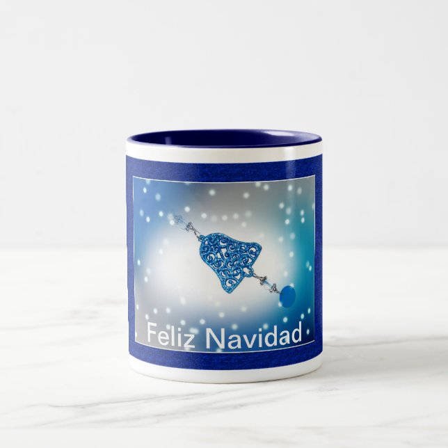 Caneca De Café Em Dois Tons Ornamento Feliz Navidad Personalizável (Centro)