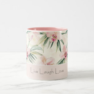 Caneca De Café Em Dois Tons Orquídea Flores Amor Rosa Beijo Verde