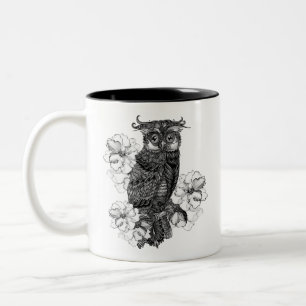 Caneca De Café Em Dois Tons Orquídeas Brancas de cinza