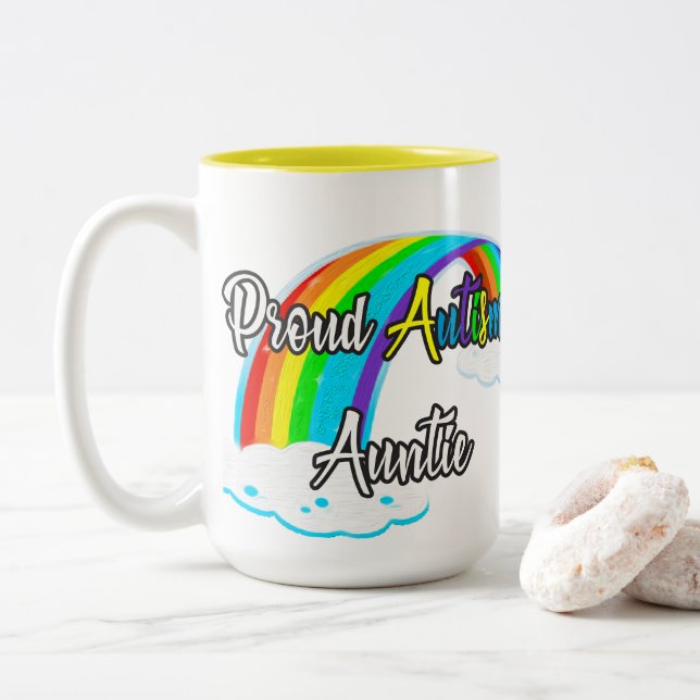 Caneca De Café Em Dois Tons Ortod Autism tia (Com Donut)