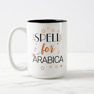 Caneca De Café Em Dois Tons Ortografia para Árabe - Magia do Café Witchy