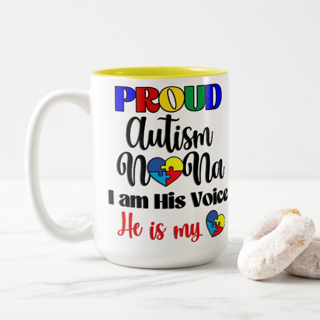 Caneca De Café Em Dois Tons Orud Autism Nana (Com Donut)