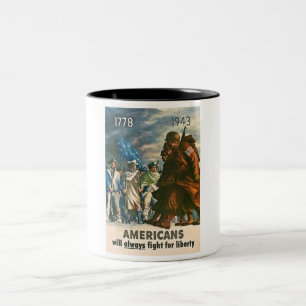Caneca De Café Em Dois Tons Os americanos lutarão sempre pela liberdade - WWII