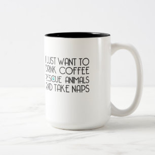 Caneca De Café Em Dois Tons Os animais do salvamento do café da bebida tomam