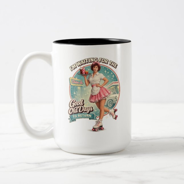 Caneca De Café Em Dois Tons Os Bons Velhos Tempos (Esquerda)