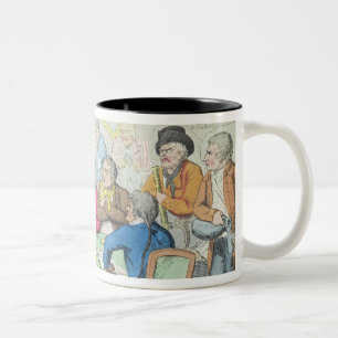 Caneca De Café Em Dois Tons Os delegados no conselho ou em mendigos a cavalo