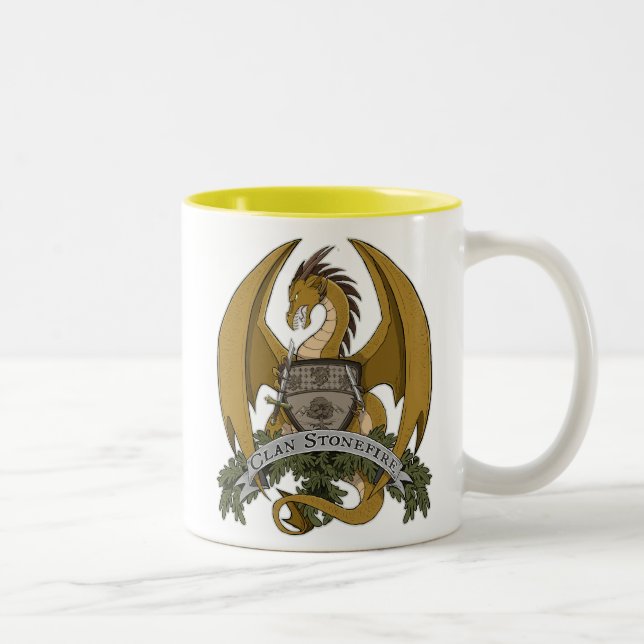 Caneca De Café Em Dois Tons Os dragões de Stonefire Crest (dragão Dourado) a (Direita)