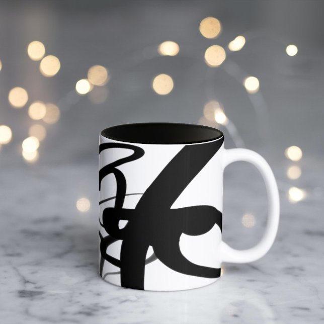 Caneca De Café Em Dois Tons Os drivers: Abstrato preto e branco (Criador carregado)