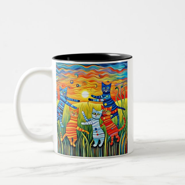 Caneca De Café Em Dois Tons Os Gatos Dançantes (Esquerda)