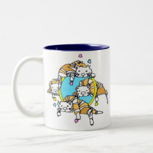 Caneca De Café Em Dois Tons Os gatos malhados Dia-Alaranjados dos namorados