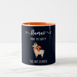 Caneca De Café Em Dois Tons Os lamas fazem-no me feliz, não tanto provérbio