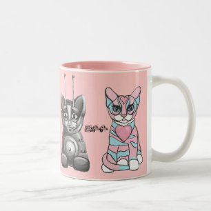 Caneca De Café Em Dois Tons Os melhores amigos engraçados dos gatos agridem