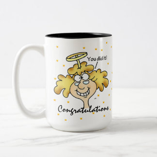 Caneca De Café Em Dois Tons Os Parabéns de Angel Midge ganharam com sucesso