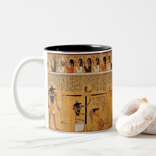 Caneca De Café Em Dois Tons Os Pharaohs da arte de Egipto antigo (Com Donut)