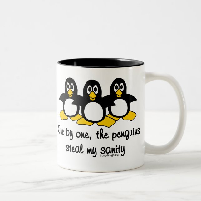 Caneca De Café Em Dois Tons Os pinguins roubam minha sanidade (Direita)