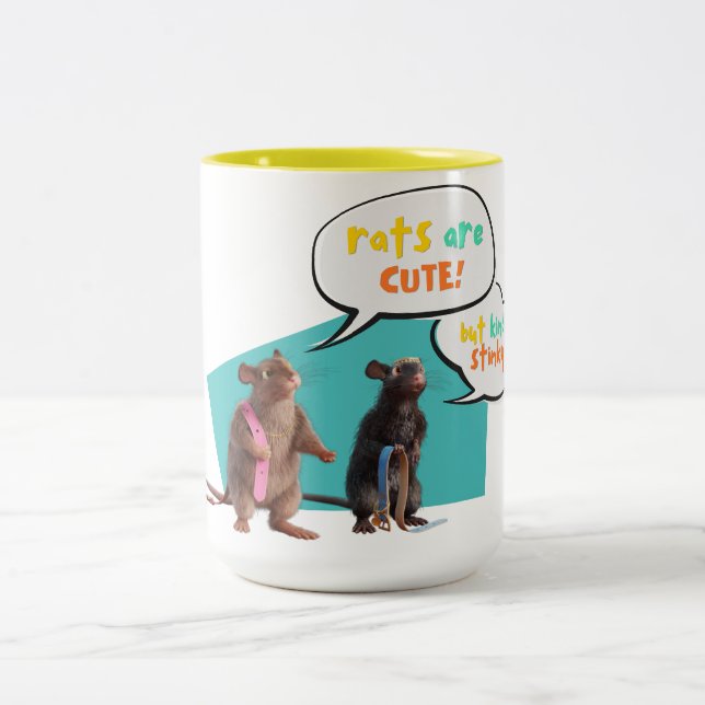 Caneca De Café Em Dois Tons Os Ratos São Bonitos Mas Um Pouco Cheirosos (Centro)