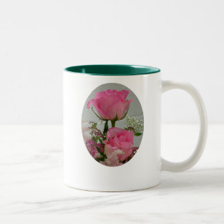 Caneca De Café Em Dois Tons Os rosas cor-de-rosa, tomam o tempo cheirar   os