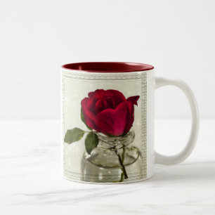 Caneca De Café Em Dois Tons Os rosas são vermelhos