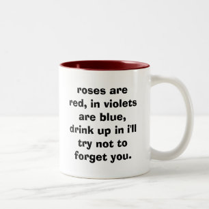 Caneca De Café Em Dois Tons os rosas são vermelhos, nas violetas são azuis,