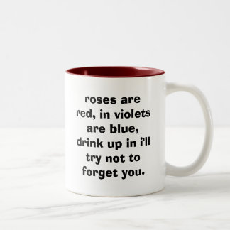 Caneca De Café Em Dois Tons os rosas são vermelhos, nas violetas são azuis,