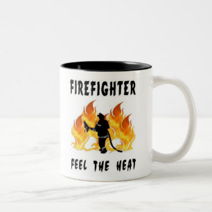 Caneca De Café Em Dois Tons Os sapadores-bombeiros sentem o calor