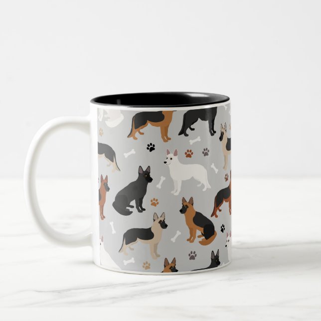 Caneca De Café Em Dois Tons Ossos do german shepherd e patas (Esquerda)