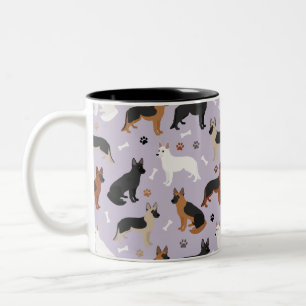 Caneca De Café Em Dois Tons Ossos do german shepherd e patas, Mug de café de