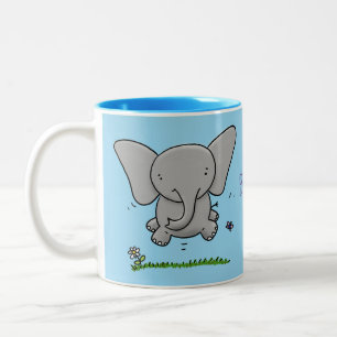 Caneca De Café Em Dois Tons Ótima ilustração de desenho animado de elefante